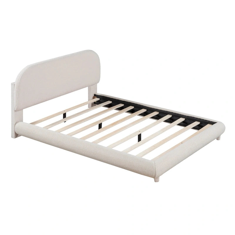 Full Size Upholstered Platform Bed with Thick Fabric