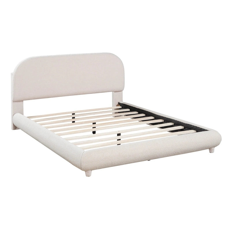 Full Size Upholstered Platform Bed with Thick Fabric