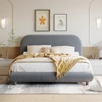 Full Size Upholstered Platform Bed with Thick Fabric