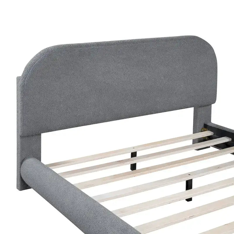 Full Size Upholstered Platform Bed with Thick Fabric
