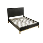 Carl California King Platform Bed, Lined Ribbed Panel Headboard, Black