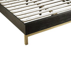 Carl California King Platform Bed, Lined Ribbed Panel Headboard, Black