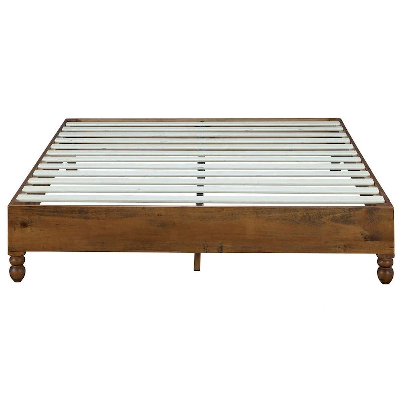 MUSEHOMEINC 12 Inch Solid Wood Bed Frame Rustic Style Eliminates The Need for a Boxspring, Natural Finish