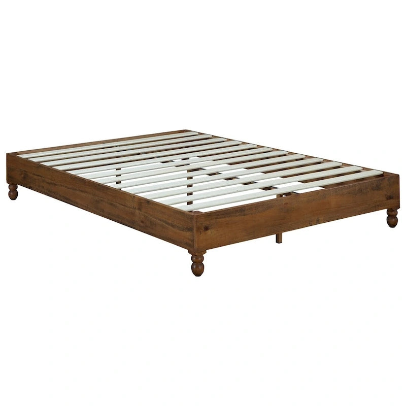 MUSEHOMEINC 12 Inch Solid Wood Bed Frame Rustic Style Eliminates The Need for a Boxspring, Natural Finish