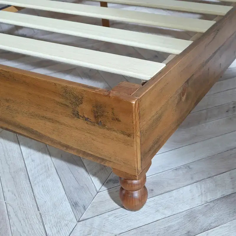 MUSEHOMEINC 12 Inch Solid Wood Bed Frame Rustic Style Eliminates The Need for a Boxspring, Natural Finish