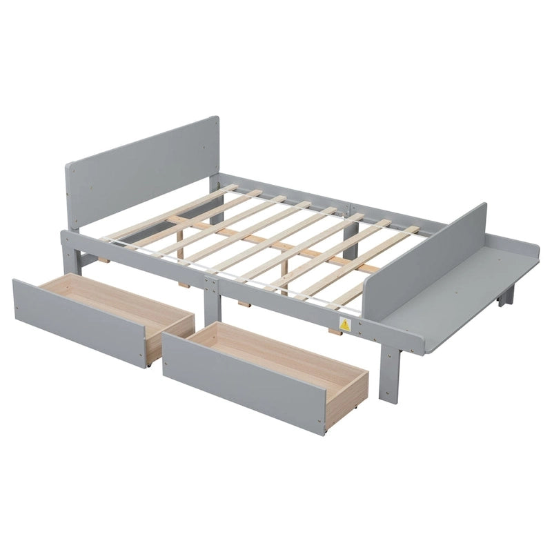 Full Bed with Footboard Bench,2 drawers