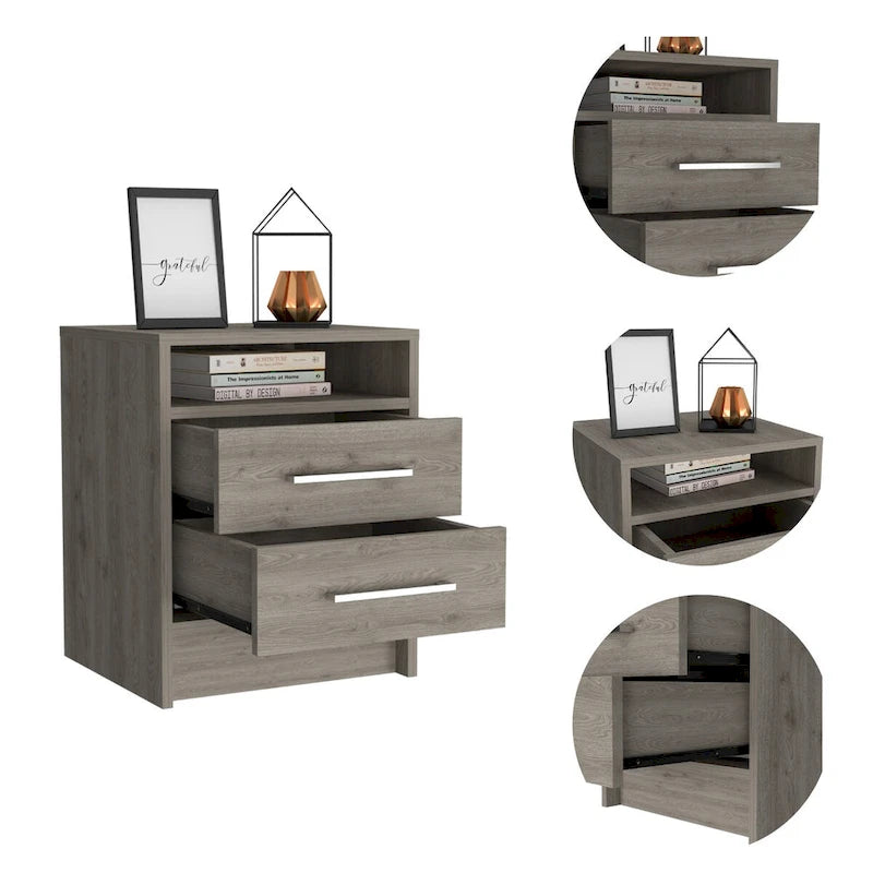 Rowley 2-Drawer 1-Shelf Rectangle Nightstand Smokey Oak