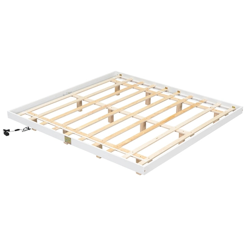 King Size Floating Bed with LED Lights