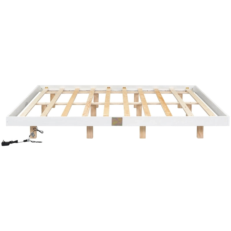 King Size Floating Bed with LED Lights