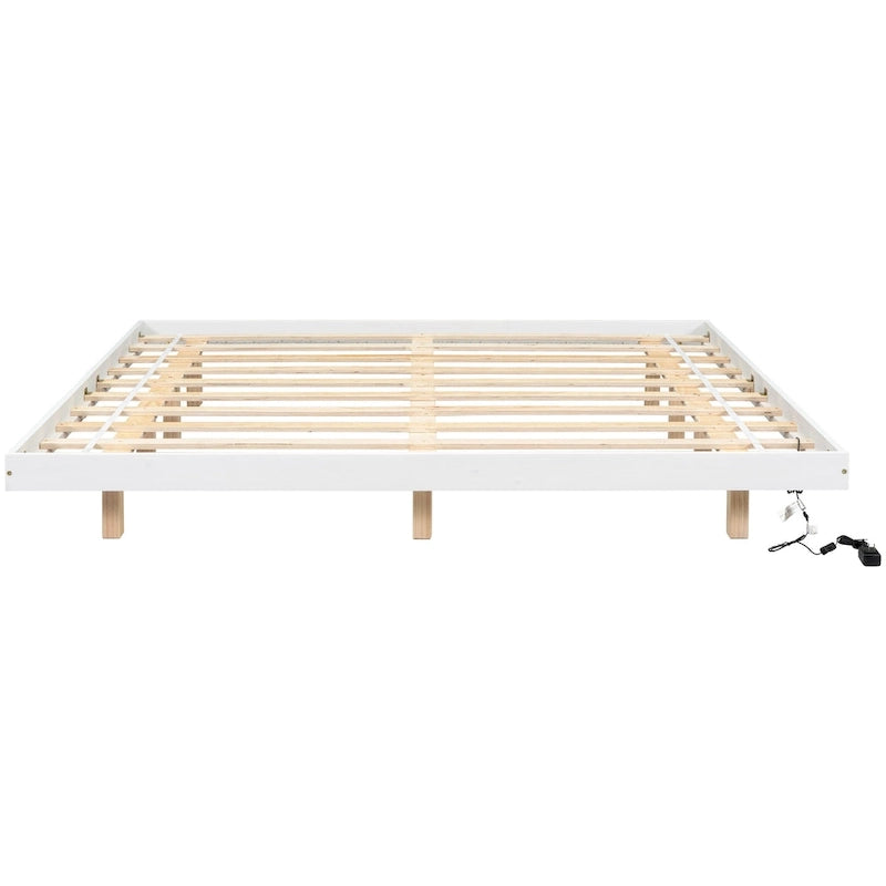 King Size Floating Bed with LED Lights