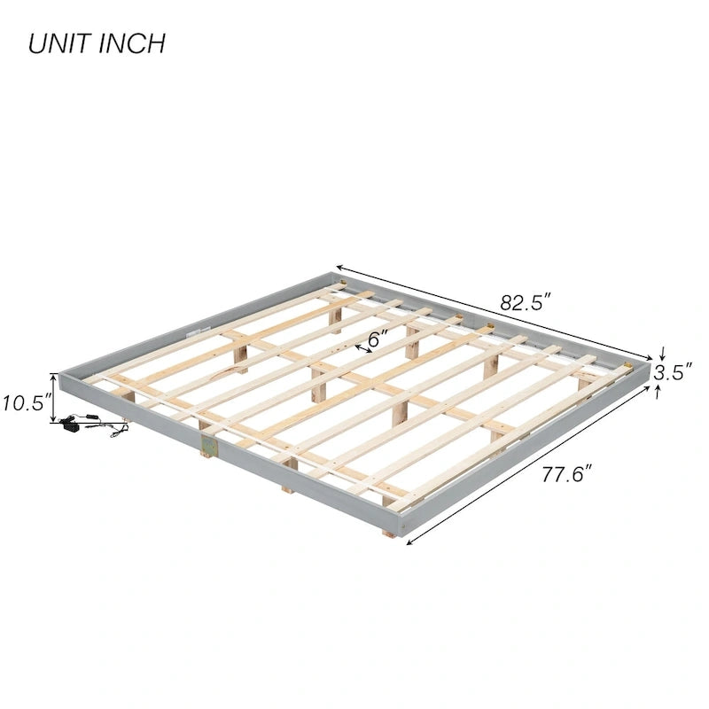 King Size Floating Bed with LED Lights
