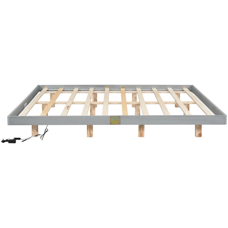 King Size Floating Bed with LED Lights