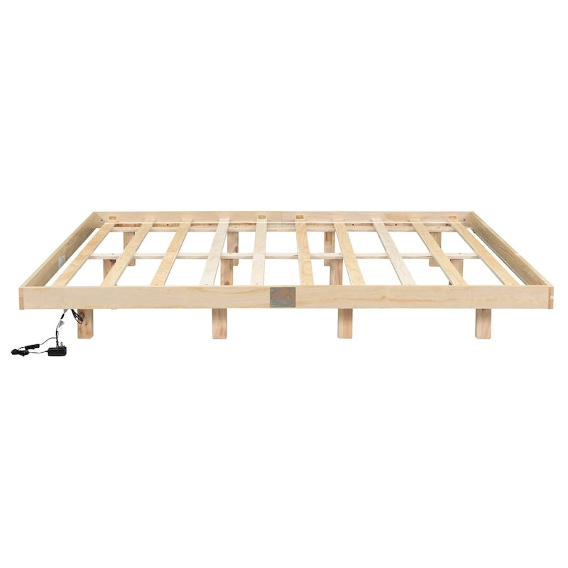 King Size Floating Bed with LED Lights