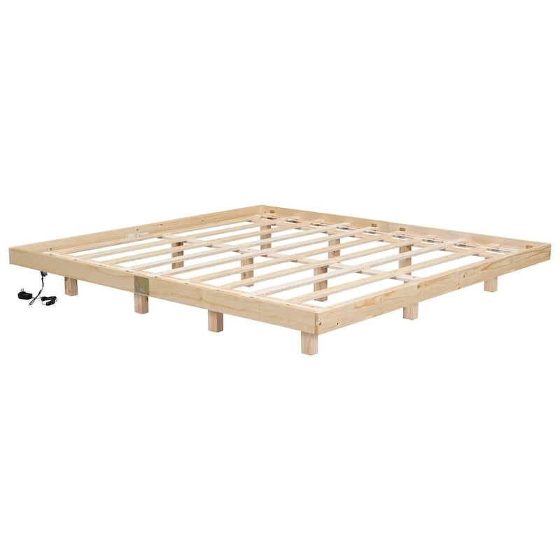 King Size Floating Bed with LED Lights