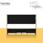 Modern Illuminated Bed Frame with Gold Trim - Chic Upholstered Design