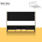 Modern Illuminated Bed Frame with Gold Trim - Chic Upholstered Design