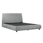 Ford Queen Size Platform Bed, Low Profile, Gray Chenille Fabric Upholstery