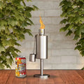 Tabletop Stainless Steel Outdoor Torch Lamp - Fuel Canister Flame Light for Citronella with Fiberglass Wick for Backyard, Patio by Nature Spring