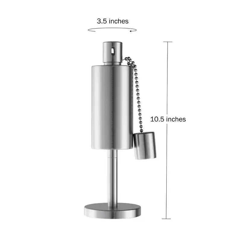 Tabletop Stainless Steel Outdoor Torch Lamp - Fuel Canister Flame Light for Citronella with Fiberglass Wick for Backyard, Patio by Nature Spring