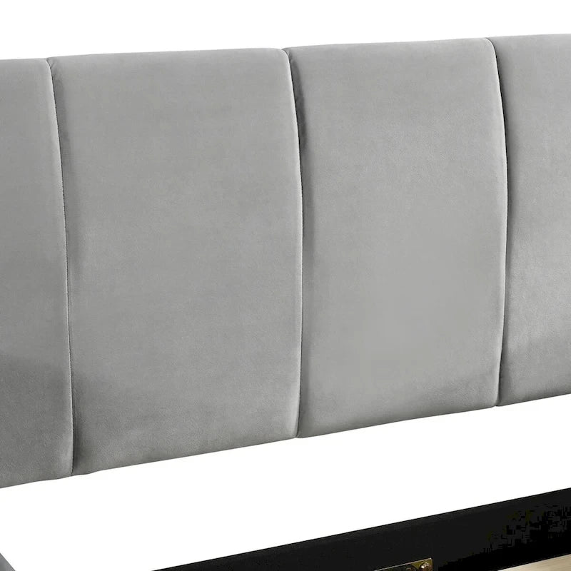 Upholstered Grounded Bed Mother & Child Bed with Bedside Desk and Little Round Stool