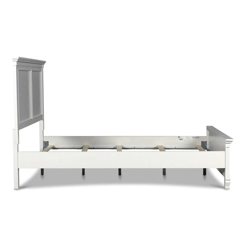 Umi Twin Size Bed, Classic Panel Design with Molded Details, White Wood