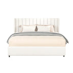 Queen Size Boucle Upholstered Platform Bed with Drawer