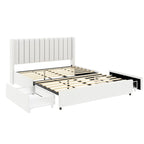 Queen Size Boucle Upholstered Platform Bed with Drawer