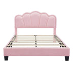 2-Pieces Bedroom Sets Full Size Flower-Shaped Upholstered LED Platform Bed with Storage Ottoman-Sherpa Fabric