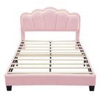 2-Pieces Bedroom Sets Full Size Flower-Shaped Upholstered LED Platform Bed with Storage Ottoman-Sherpa Fabric