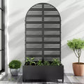 Dovelina Arch Metal Mobile Planter Box,Trellis for Climbing Plants,Outdoor Privacy Screens - Black-Harold