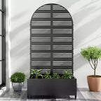 Dovelina Arch Metal Mobile Planter Box,Trellis for Climbing Plants,Outdoor Privacy Screens - Black-Harold