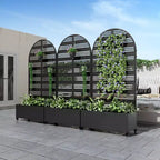 Dovelina Arch Metal Mobile Planter Box,Trellis for Climbing Plants,Outdoor Privacy Screens - Black-Harold