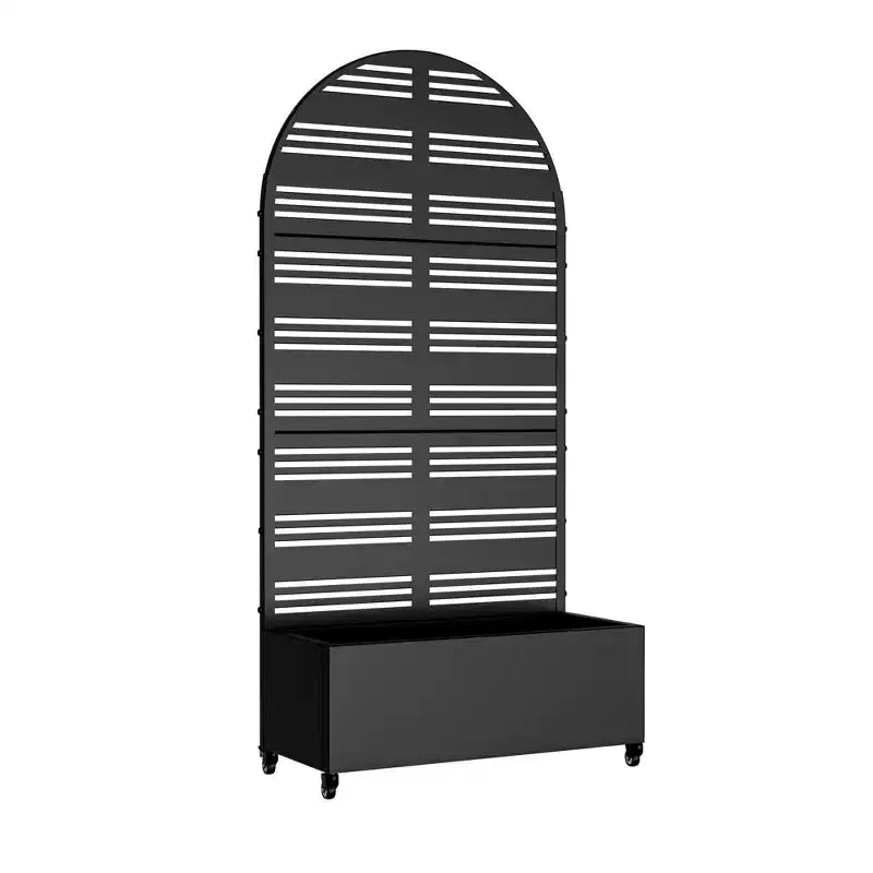 Dovelina Arch Metal Mobile Planter Box,Trellis for Climbing Plants,Outdoor Privacy Screens - Black-Harold