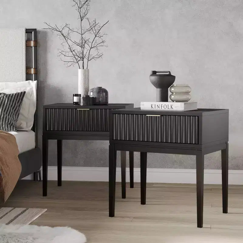 Nathan James Set of 2 Jasper Wood Fluted Nightstand