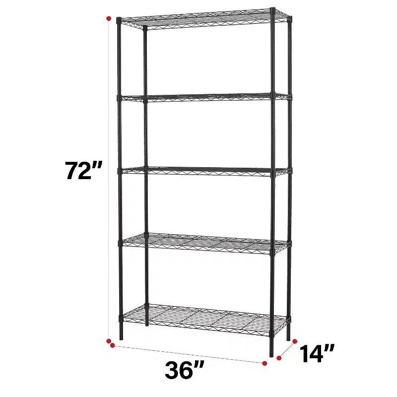 FDW 5-Shelf Adjustable Layer Rack Commercial Strong Steel for Restaurant Garage Kitchen