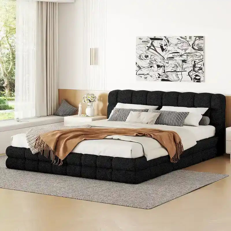 Queen Size Upholstered Platform Bed For Bedroom