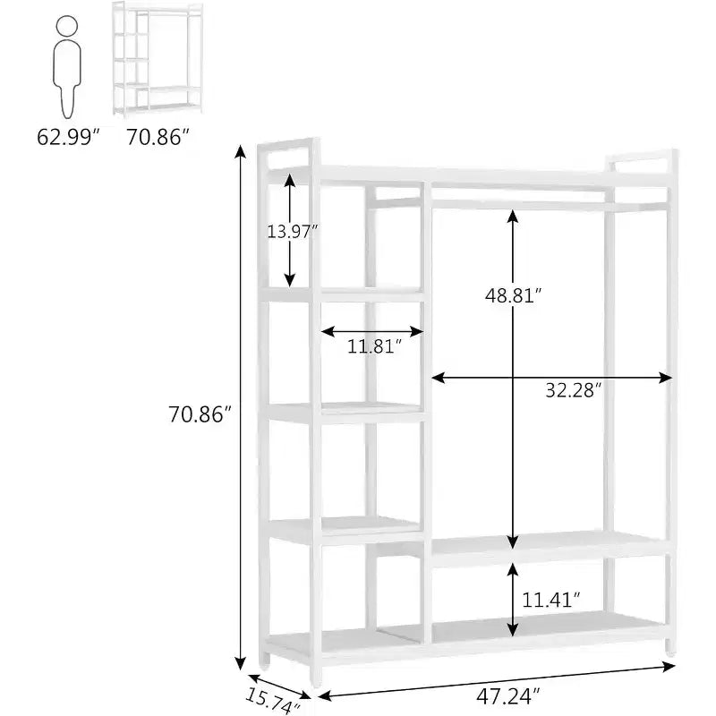 Lantine Heavy Duty Grament Rack with Wood Shelves