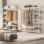 Lantine Heavy Duty Grament Rack with Wood Shelves