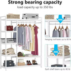 Lantine Heavy Duty Grament Rack with Wood Shelves
