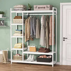 Lantine Heavy Duty Grament Rack with Wood Shelves