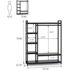 Lantine Heavy Duty Grament Rack with Wood Shelves
