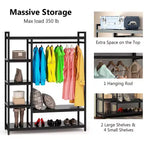 Lantine Heavy Duty Grament Rack with Wood Shelves