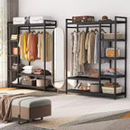 Lantine Heavy Duty Grament Rack with Wood Shelves