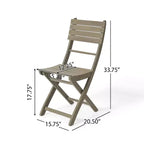 GDFStudio Rabion Outdoor Acacia Wood 3 Piece Folding Bistro Set, Gray