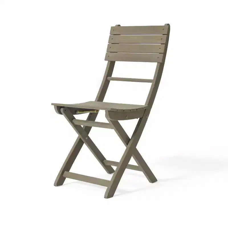 GDFStudio Rabion Outdoor Acacia Wood 3 Piece Folding Bistro Set, Gray