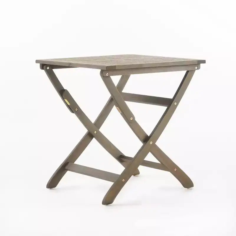 GDFStudio Rabion Outdoor Acacia Wood 3 Piece Folding Bistro Set, Gray