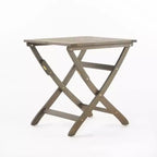 GDFStudio Rabion Outdoor Acacia Wood 3 Piece Folding Bistro Set, Gray