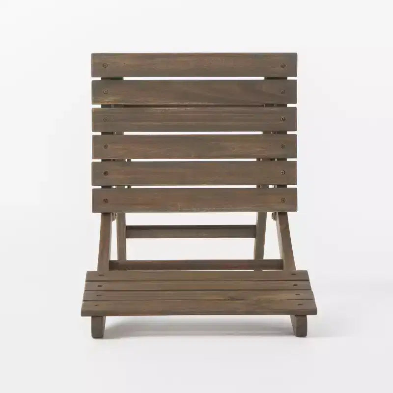 GDFStudio Rabion Outdoor Acacia Wood 3 Piece Folding Bistro Set, Gray