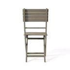 GDFStudio Rabion Outdoor Acacia Wood 3 Piece Folding Bistro Set, Gray