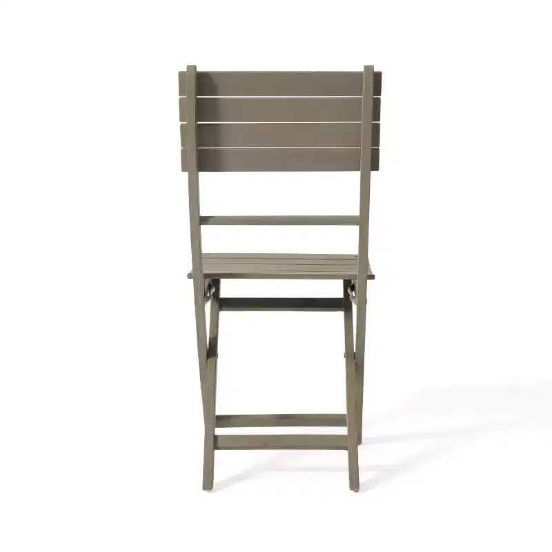 GDFStudio Rabion Outdoor Acacia Wood 3 Piece Folding Bistro Set, Gray